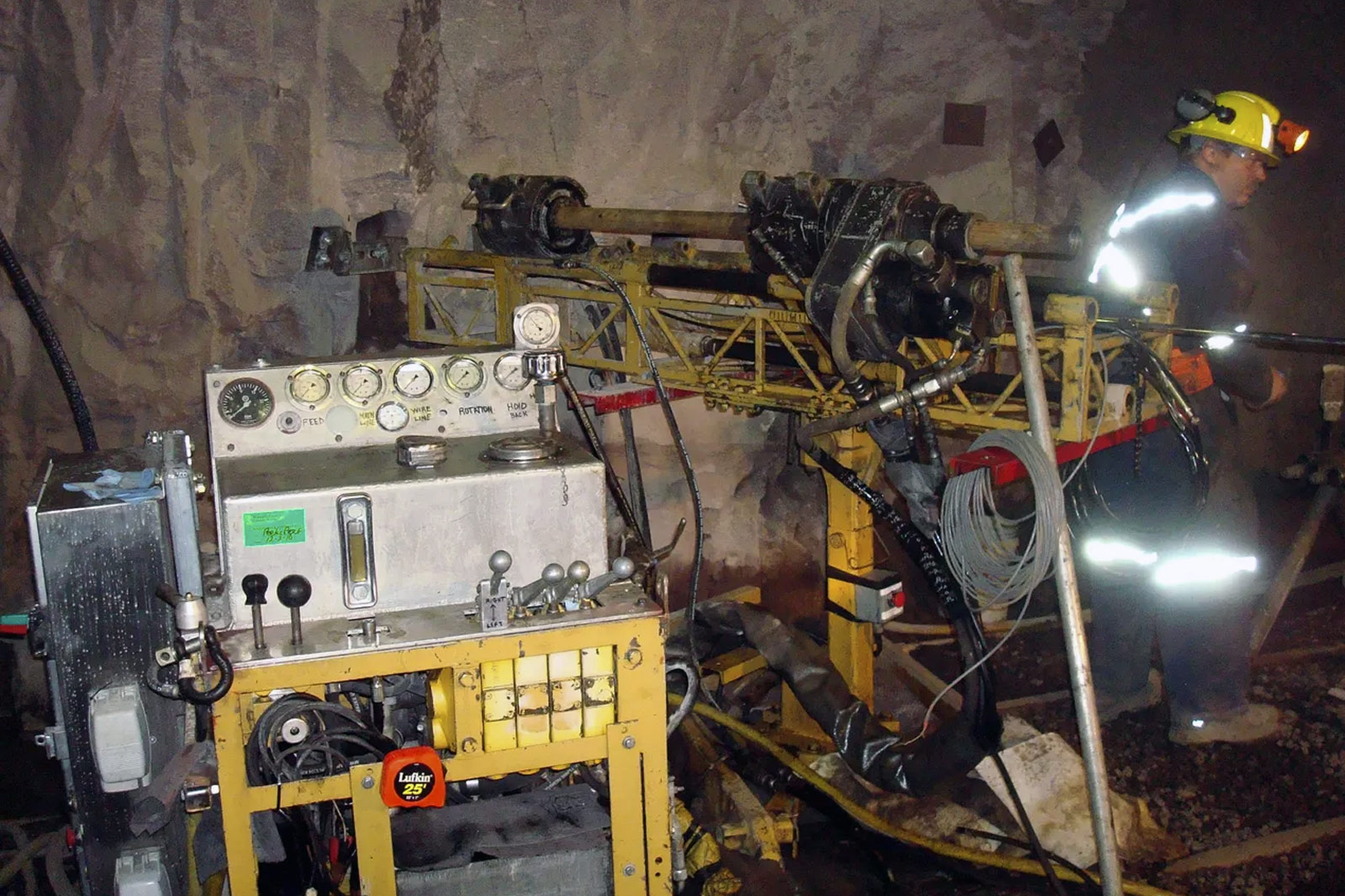 Core drilling in the Neversweat Tunnel, Resolution Copper, Superior, Arizona